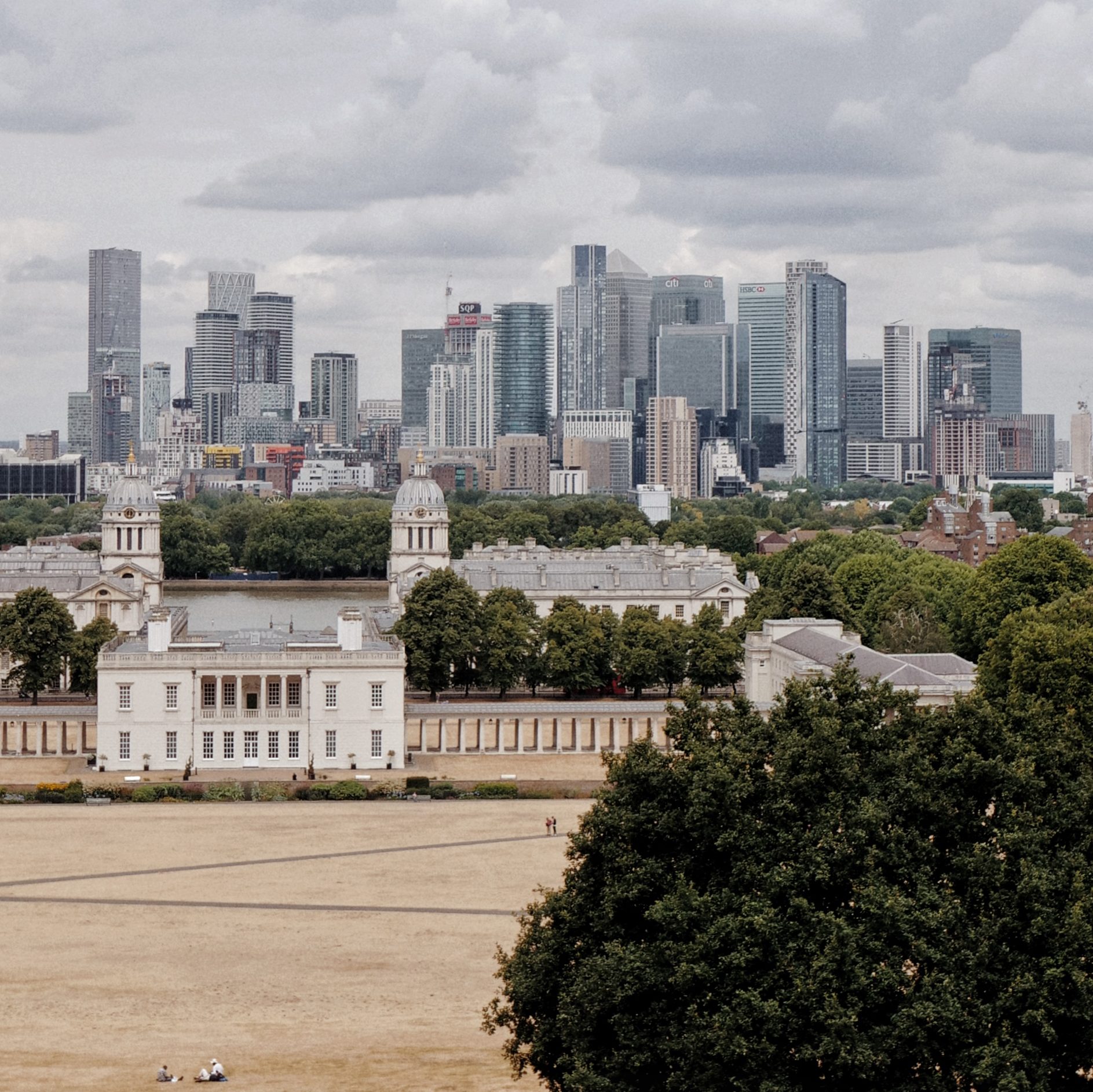 Canary Wharf & National Maritime Museum view from Greenwich